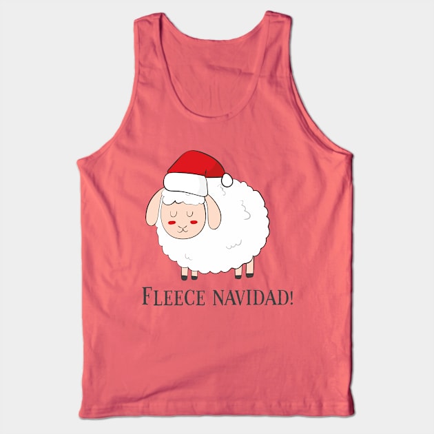Fleece Navidad, Funny Cute Sheep Christmas Tank Top by Dreamy Panda Designs